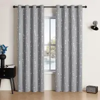 Household supplies MH Paket med 2 Silvertryck Mörkläggningsgardiner Mörkläggningsfönstergardiner för Vardagsrum, Fönsterdekoration med Våglinjer Prickar och Pla 52W 63L inch&Grommet Top
