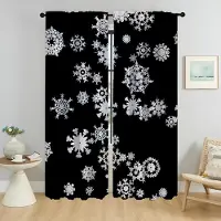 Household supplies MH Tecknad Snöflinga Skuggor Gardiner Barnrum Heminredning Gardiner för Kamera Fönstergardin Tyll för Sovrum Avskärmning Vardagsrum W50xH70cmx2pcs-CL