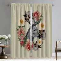 Household supplies MH Djur Kanin Hjort Blomma Elegant Rumsgardiner 2 Delar Rullgardiner Vardagsrumsgardin Anti-myggardiner för Kameravägg W50xH70cmx2pcs-CL