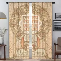 Household supplies MH Alphonse Mucha Gardiner för Vardagsrum Gardin för Rum 2 Paneler Heminredning Gardiner Rullgardiner Skiljevägg Halloween Dekoration W50xH70cmx2pcs-CL