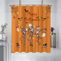 Household supplies MH 1 st 180x180cm Halloween orange dödskalle tryckt duschdraperi avskärmning, badrum vattentätt och mögelbeständigt 180x180cm