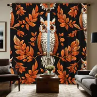 Household supplies MH 2 stycken uggledekorerade gardiner på HD lönnlövsgren Svart knytband digitaltryckt gardin Heminredningsstil Dekorerad livi W52H63inchW132H160cm brown