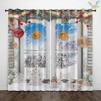 Household supplies MH 2 stycken jul-tema snöklocka mönstrade tryckta gardiner för dekoration, sovrum och vardagsrum 140x160cm&Grommet Top
