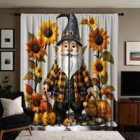 Household supplies MH 2 st HD Jul Tomte Pumpa Solros gardin Gul Knytbands digitaltryckt gardin Heminredning stil Dekorera vardagsrum Var W52H63inchW132H160cm