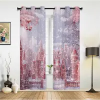 Household supplies MH Julgran Snöflinga Isbjörn Rosa Mönstrade Gardiner för Sovrum Vardagsrum Kök Fönstergardin Heminredning 135W x 60H(cm) x1