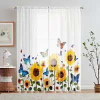 Household supplies MH 2-delad HD digital färgstark fjäril solros blomma tryck fönsterskärm Heminredningsstil Dekorativt vardagsrum sovrum W52H63inchW132H160cm