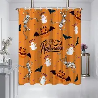 Household supplies MH 1 st 180x180cm Halloween orange dödskalle tryckt duschdraperi avskärmning, badrum vattentätt och mögelbeständigt 180x180cm