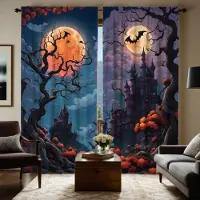 Household supplies MH 2 st set HD dekorativa gardiner Halloween Natt Slott Skog digitaltryckta gardiner Heminredningsstil Dekorera vardagsrum W52H63inchW132H160cm