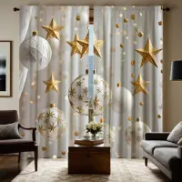 Household supplies MH 2 st set HD julstämning Stjärna droppboll dekorativ gardin Vit knytband digitaltryckt gardin Heminredningsstil Deco W52H63inchW132H160cm