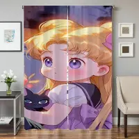 Household supplies MH Fönster Köksgardiner för Vardagsrum 2 Delar Mörkläggningsgardiner Dörrgardin S-sailor Moon-n Avdelare Sovrumsdekoration W50xH70cmx2pcs-CL