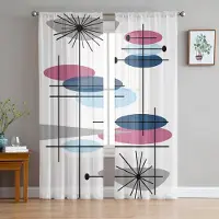 Household supplies MH Abstrakt Geometrisk Svart Gul Tyll Skir Gardin för Vardagsrum Vuxna Sovrum Draperier Kök Voile Organza Dekor Gardiner 1 PCS W100XH250cm&Grommet Top