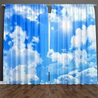 Yiran Furniture 2 st Blå Himmel Vita Moln Gardiner Stångficka Blå Himmel Sovrumsinredning Lekrumsgardiner Naturlandskap Sceneri Vardagsrum 210x230cm blå