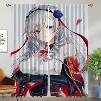 Household supplies MH Azur Lane Myggnät för Kamera Mörkläggningsgardin för Rum 2 Paneler Avskärmning Halloween Dekoration Rullgardiner Vardagsrum Barn W50xH70cmx2pcs-CL