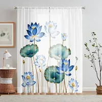 Household supplies MH 2 Delar HD Digital Blå Lotus Tryckt Fönsterkappa Heminredningsstil Inreda Vardagsrum Sovrum Stånggardin Effekt W52H63inchW132H160cm