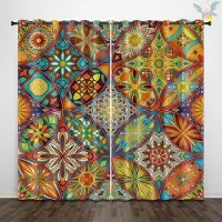 Household supplies MH 2 stycken gardiner i bohemisk stil med tryckta retromönster för dekoration, sovrum och vardagsrum 140x160cm&Grommet Top