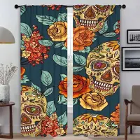 Household supplies MH Dödskalle Halloween Dekoration Mörkläggningsgardiner för Vardagsrum Rullgardiner Tyg för Sovrum Heminredning Gardiner 2 Delar Avskärmning W50xH70cmx2pcs-CL