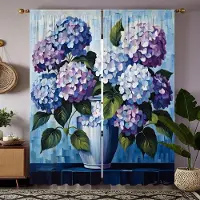 Household supplies MH 2 st HD dekorativ gardin Blå lila hortensia blå knytband digitaltryckt gardin Heminredningsstil Dekorera vardagsrum sovrum W52H63inchW132H160cm