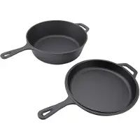 Konnwei Stekpanna Stekpanna Combo Dubbelanvändning Mångsidig Förtjockad Långt Handtag Gjutjärn Combo Spis för Köket L