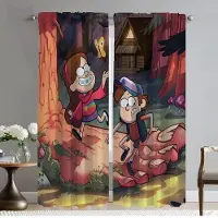 Household supplies MH Mörkläggningsgardin för Rum 2 Paneler Gravity Falls Heminredning Gardiner för Kameravägg Halloween Dekoration Rullgardiner Vardagsrum W50xH70cmx2pcs-CL