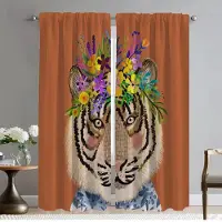 Household supplies MH Blommiga Vänner Djur Fönstergardin för Rum 2 Paneler Moderna Vardagsrumsgardiner Tyll för Sovrum Halloween Dekoration Rullgardiner W50xH70cmx2pcs-CL