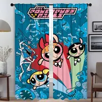 Household supplies MH Eleganta rumsgardiner för vardagsrum Powerpuff-pinglorna Halloweendekoration Köksgardiner 2 stycken Fönstergardiner Rullgardiner W50xH70cmx2pcs-CL