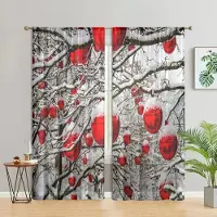 Household supplies MH 2 stycken, julkulsdekoration julgransgardiner -30% mörkläggning - lämplig för vardagsrum, sovrum och heminredning W150CM H166CM&Rod pocket