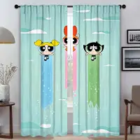 Household supplies MH Powerpuffs Girls Halloween Dekoration Köksgardiner för Vardagsrum Mörkläggningsgardin Rullgardiner Myggnät 2 Delar W50xH70cmx2pcs-CL