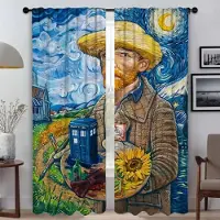 Household supplies MH Van Gogh Heminredning Gardiner för Kamera Köksgardiner 2 Delar Vardagsrumsgardin Tyll för Sovrumsavskärmning Rullgardiner W50xH70cmx2pcs-CL