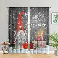Household supplies MH 2 stycken, Julnisse snöflinga ljusgardiner -30% mörkläggning - lämpliga för vardagsrum, sovrum, kök, heminredning W150CM H166CM&Rod pocket