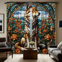 Household supplies MH 2 st HD färg blommor Ensam Varg dekorativ gardin Gul knyt digitaltryckt gardin heminredningsstil dekoration vardagsrum W52H63inchW132H160cm