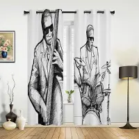 Household supplies MH Färgglada Gitarr Rockmusik Stänkkonst Gardiner för Sovrum Vardagsrum Draperier Kök Barnrum Fönstergardin Heminredning 135W x 60H(cm) x1