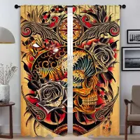 Household supplies MH New School Tatuering Partition Heminredning Gardiner för Kamera Fönstergardin för Rum 2 Paneler Skärmar Persienner Halloween Dekoration W50xH70cmx2pcs-CL