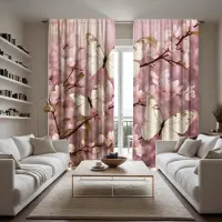 Household supplies MH 2 Delar HD Digital Rosa Fjäril Körsbärsblom Romantiska Gardiner Heminredningsstil Inredning Vardagsrum Sovrum Stång W52H63inchW132H160cm