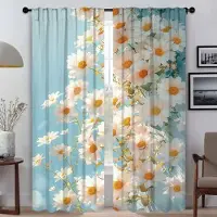 Household supplies MH Vårblomma Köksgardiner för Kameraavdelare Moderna Vardagsrumsgardiner 2 Delar Tyll för Sovrum Mörkläggningsgardin Hem W50xH70cmx2pcs-CL