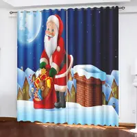 Household supplies MH Jultomten Lämplig för heminredning Vardagsrum Sovrum Mörkläggningsgardiner Balkongskärm Tecknad Söt Perforerad 100x140cm&Grommet Top