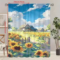 Household supplies MH Solrosor Landskap - HD-tryckt gardin - Polyestermaterial - Lämplig för sovrum, vardagsrum, arbetsrum (anpassningsbar) 23Wx59L(60x150CM)x2