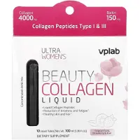 VPLab , Ultra Women's Beauty Collagen Liquid, Tropical Fruit, Strawberry & Kiwi, 4,000 mg, 10 Liquid Tubes, 3.38 fl oz (100 ml)