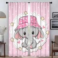 Household supplies MH Elefant Kartong Fönstergardin för Rum 2 Paneler Skärmar Avdelare Myggnät Heminredningsgardiner Vardagsrum Kök W50xH70cmx2pcs-CL
