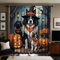Household supplies MH 2 st set HD Halloween Tre hundar pumpa dekorativa gardiner Svart slips digitaltryckta gardiner Heminredning stil dekor Vardagsrum W52H63inchW132H160cm