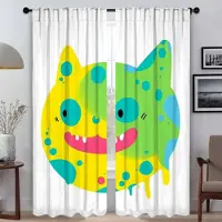 Household supplies MH Roliga mörkläggningsgardiner med katter för kamerafönster, gardin för rum 2 paneler heminredningsgardiner avdelare Halloweendekoration W50xH70cmx2pcs-CL