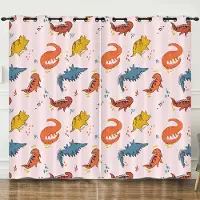 Household supplies MH Söta Tecknade Dinosauriegardiner För Fönsterbehandling Draperier Fönstergardiner För Vardagsrum Sovrum Pojkar Barnrum Heminredning W60H60(CM)x2PCS&Grommet Top