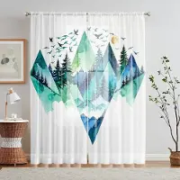 Household supplies MH 2-delars set av högupplöst digitalt bergslandskap personligt tryck med triangelmönster fönsterskärm Heminredning W52H63inchW132H160cm