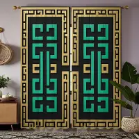 Household supplies MH 2 stycken HD dekorativ gardin ny kinesisk klassisk svastika siffra svart digitaltryckt gardin heminredningsstil dec W52H63inchW132H160cm