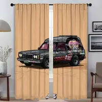Household supplies MH Retro Bil Köksgardiner för Vardagsrum Gardiner Skärmar Avskärmning Tyll för Sovrum Heminredning Gardiner 2 Delar Mörkläggande W50xH70cmx2pcs-CL