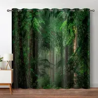 Textilien 3D Skog Mörkläggningsgardin Djungel Träd Naturlandskap Fönstergardin Vardagsrum Sovrum Vattenfall Vänster och Höger Tvådelad Öppen 100W160H(CM)40x63in&Hook