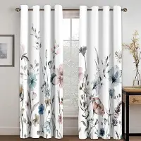 Textilien 2 ST Charmiga Gardiner med Blomtryck Fjäril Blommiga Gardiner för Sovrum Vardagsrum Kök Fönstergardiner Öljetter Upphängning cortin 2x120W200H(CM)&hook