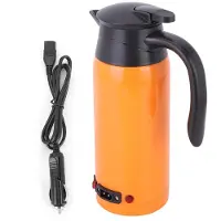 Vestidos 800ml 12V 24V Stor Kapacitet Bärbar Elektrisk Vattenkokare Vattenvärmande Mugg för Lastbil Bil AnvändningOrange orange