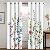 Textilien 2 ST Charmiga Gardiner med Blomtryck Fjäril Blommiga Gardiner för Sovrum Vardagsrum Kök Fönstergardiner Öljetter Upphängning cortin 2x75W166H(CM)&rod pocket