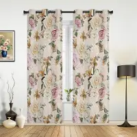 Household supplies MH Retro Blommiga Vildblommor Gardiner för Sovrum Vardagsrum Draperier Kök Barnrum Fönstergardin Modern Heminredning 135W x 60H(cm) x1