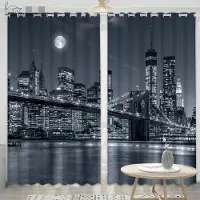 Yiran Furniture 2 Paneler New York City Nattgardin Frihetsgudinnan Gardin för Sovrum Vardagsrum Kök Fönsterpersienner cortinas Öljettopp 2x60Wx50H(CM)&Grommet Top
